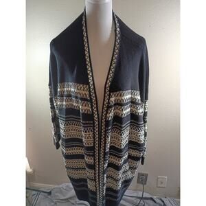 Lane Bryant Long Cardigan Sweater Black White Sz 28
